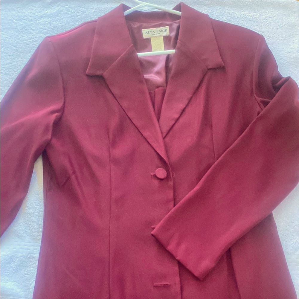 Alyn Paige Women's 2 Piece Long Burgundy Jacket and slip dress
